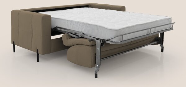 Ortensia divano letto materasso H18 cm con piedi alti in elegante micr