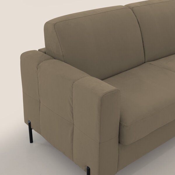 Ortensia divano letto materasso H18 cm con piedi alti in elegante micr