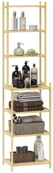Scaffale Bagno 44x33x180 cm a 7 Ripiani Portaoggetti in Bambù