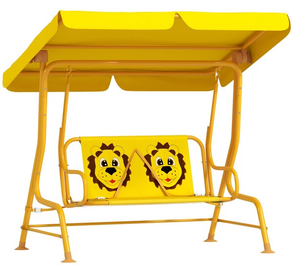 Dondolo per Bambini da Giardino a 2 Posti 112x75x120 cm con Cinture di Sicurezza Giallo
