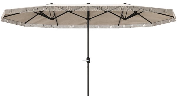 Ombrellone Doppio a 12 Stecche 450x265x260 cm in Acciaio e Poliestere Bianco Crema