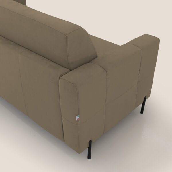 Ortensia divano letto materasso H18 cm con piedi alti in elegante micr