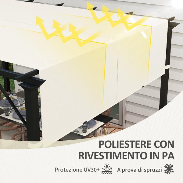 VivaGarden Copertura Pergola 3x3 m in Poliestere con Tasche e Cinghie 488x122 cm colore Bianco Crema