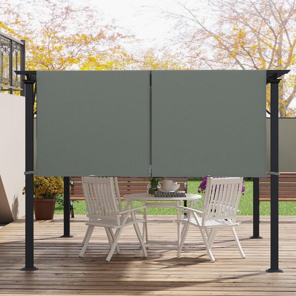 VivaGarden Copertura Pergola 3x3 m in Poliestere con Tasche e Cinghie 488x122 cm colore Grigio Carbone