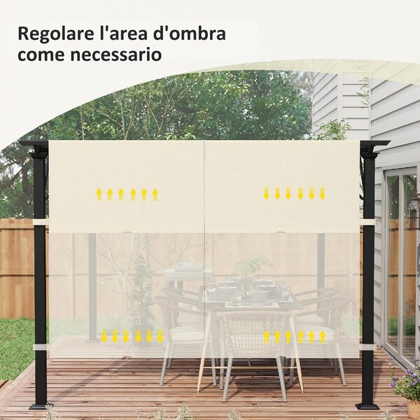 VivaGarden Copertura Pergola 3x3 m in Poliestere con Tasche e Cinghie 488x122 cm colore Bianco Crema