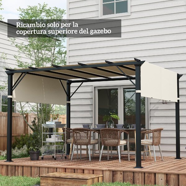VivaGarden Copertura Pergola 3x3 m in Poliestere con Tasche e Cinghie 488x122 cm colore Bianco Crema