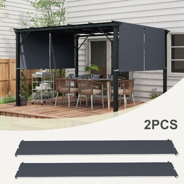 VivaGarden Copertura Pergola 3x3 m in Poliestere con Tasche e Cinghie 488x122 cm colore Grigio Carbone