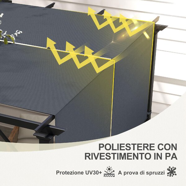 VivaGarden Copertura Pergola 3x3 m in Poliestere con Tasche e Cinghie 488x122 cm colore Grigio Carbone