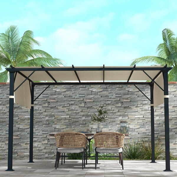 VivaGarden Copertura Pergola 3x3 m in Poliestere con Tasche e Cinghie 488x122 cm colore Bianco Crema