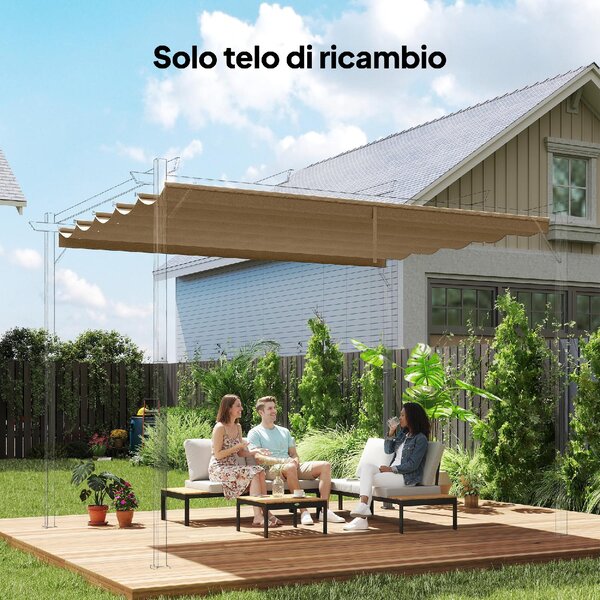 VivaGarden Copertura Pergola con 10 Fori di Drenaggio in Poliestere 350x260 cm per Pergola 4x3m colore Marrone Chiaro