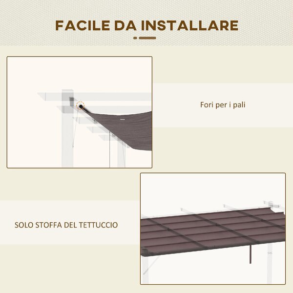 VivaGarden Copertura Pergola 4x3 m in Poliestere Traspirante Caff con 10 Fori di Drenaggio