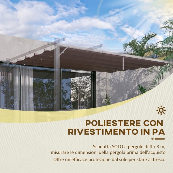 VivaGarden Copertura Pergola 4x3 m in Poliestere Traspirante Caff con 10 Fori di Drenaggio
