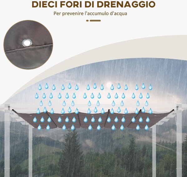 VivaGarden Copertura Pergola 4x3 m in Poliestere Traspirante Caff con 10 Fori di Drenaggio