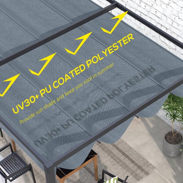 VivaGarden Copertura Pergola con 8 Fori di Drenaggio in Poliestere UV30+ 286x245 cm colore Grigio Scuro