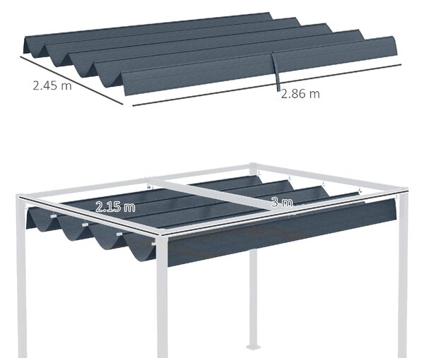 VivaGarden Copertura Pergola con 8 Fori di Drenaggio in Poliestere UV30+ 286x245 cm colore Grigio Scuro
