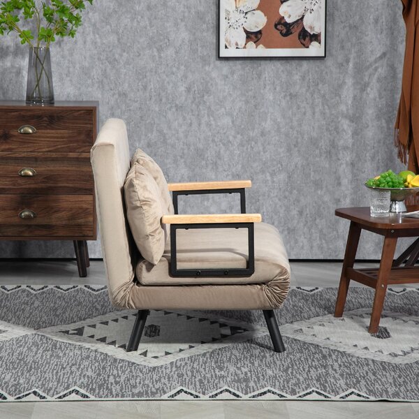 DecHome Divano Letto Clic-Clac 2 Posti Moderno in Velluto Dimensioni 102x73x81 cm colore Marrone Chiaro