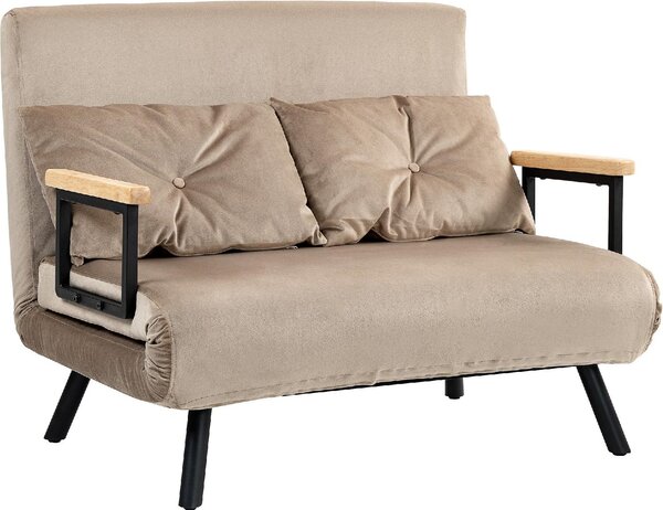 DecHome Divano Letto Clic-Clac 2 Posti Moderno in Velluto Dimensioni 102x73x81 cm colore Marrone Chiaro