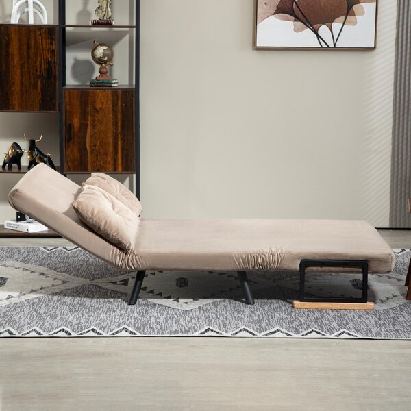 DecHome Divano Letto Clic-Clac 2 Posti Moderno in Velluto Dimensioni 102x73x81 cm colore Marrone Chiaro
