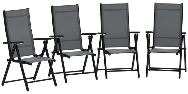 Set 4 Sedie da Giardino 56x69x106 cm Pieghevoli e Traspiranti in Acciaio e Poliestere Grigio