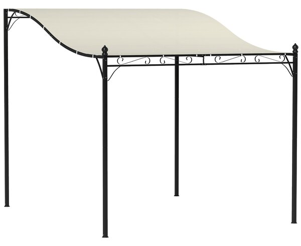 Gazebo Pergola Addossata Ricurva 248x298x200-250 cm con 16 Fori di Drenaggio Bianco Crema