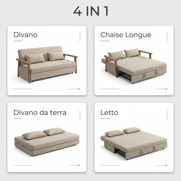 DecHome Divano Letto Clic-Clac 2 Posti Moderno in Velluto Dimensioni 102x73x81 cm colore Marrone Chiaro
