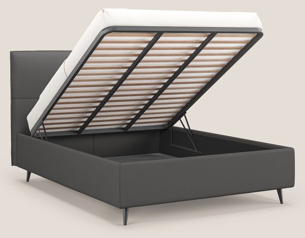 Greta letto contenitore dimensioni SLIM con testata trapuntata in ecop