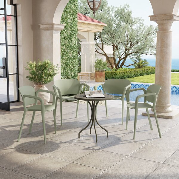 Set 4 Sedie da Giardino 60x56x75 cm dal Design Moderno Impilabili Verde