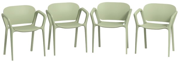 Set 4 Sedie da Giardino 60x56x75 cm dal Design Moderno Impilabili Verde