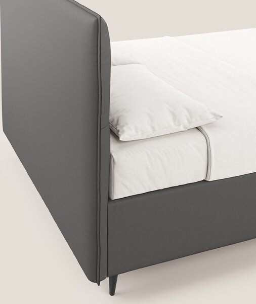 Greta letto contenitore dimensioni SLIM con testata trapuntata in ecop