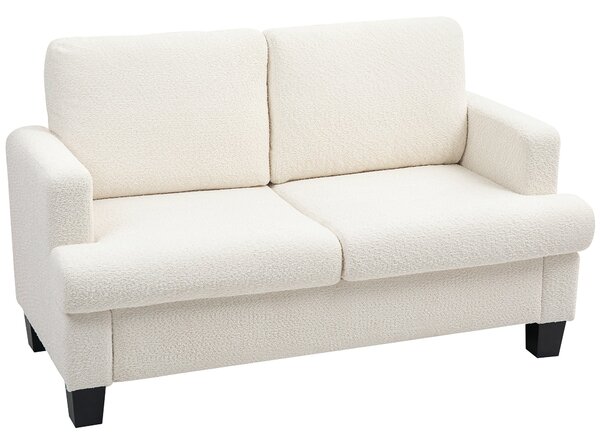 Divano 2 Posti Moderno 138x70x80 cm con Cuscini Rimovibili e Lavabili in Ciniglia Bianco Crema