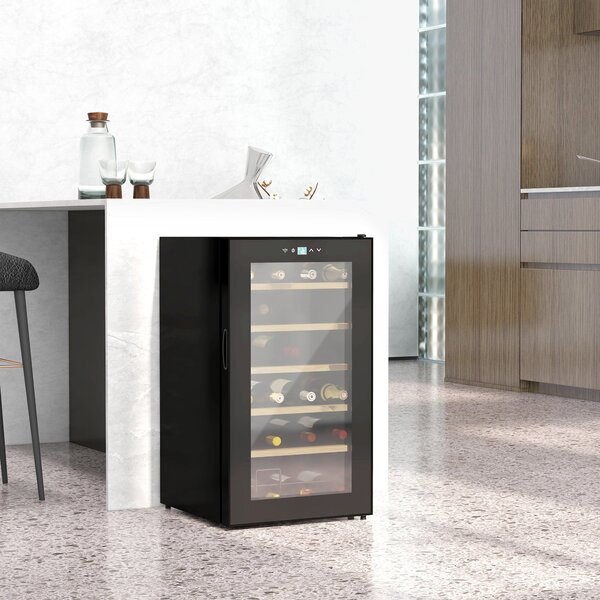 Cantinetta Vino Refrigerata per 24 Bottiglie Capacità 65L Controllo Temperatura e Ripiani Estraibili Nero