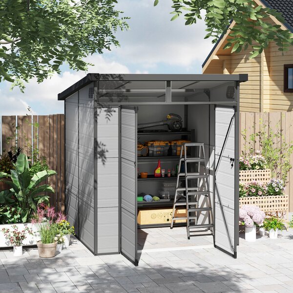 Casetta da Giardino Porta Attrezzi 190x191x215 cm in Plastica Grigio Chiaro