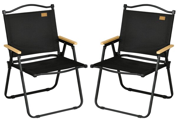 Set 2 Sedie per Esterni 54x59x78 cm Seduta in Tessuto Oxford e Acciaio Nero