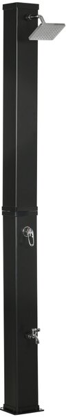 Doccia Solare 19x20x217 cm Contenitore da 40L Temperatura fino a 60°C con Rubinetto Inferiore Nero