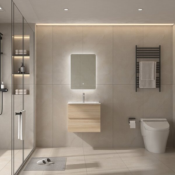 Mobile bagno 60 con lavabo integrato legno chiaro | KAM-HR60 - KAMALU