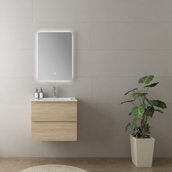 Mobile bagno 60 con lavabo integrato legno chiaro | KAM-HR60 - KAMALU