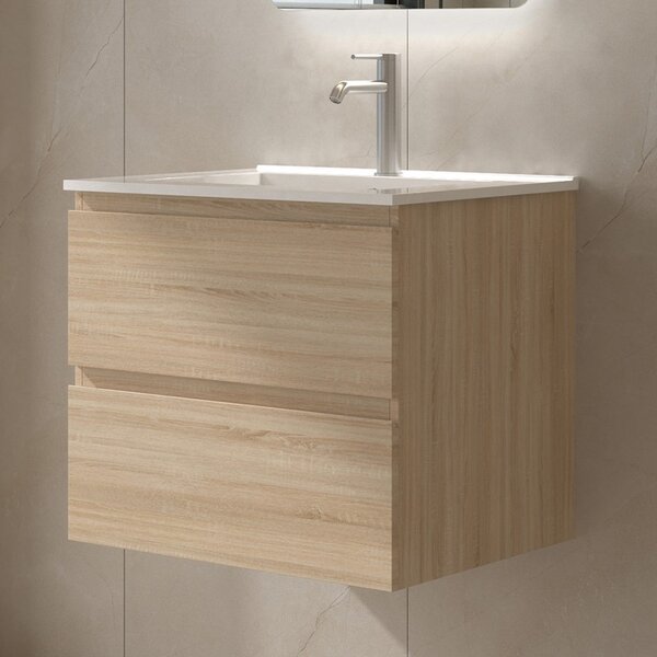 Mobile bagno 60 con lavabo integrato legno chiaro | KAM-HR60 - KAMALU