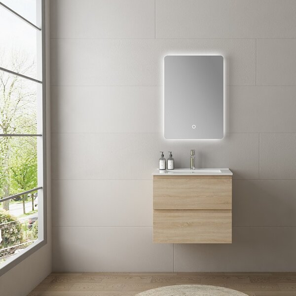 Mobile bagno 60 con lavabo integrato legno chiaro | KAM-HR60 - KAMALU