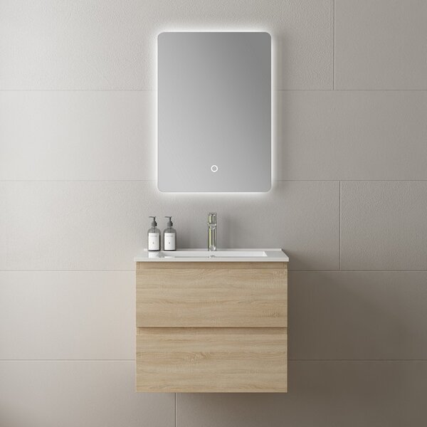 Mobile bagno 60 con lavabo integrato legno chiaro | KAM-HR60 - KAMALU