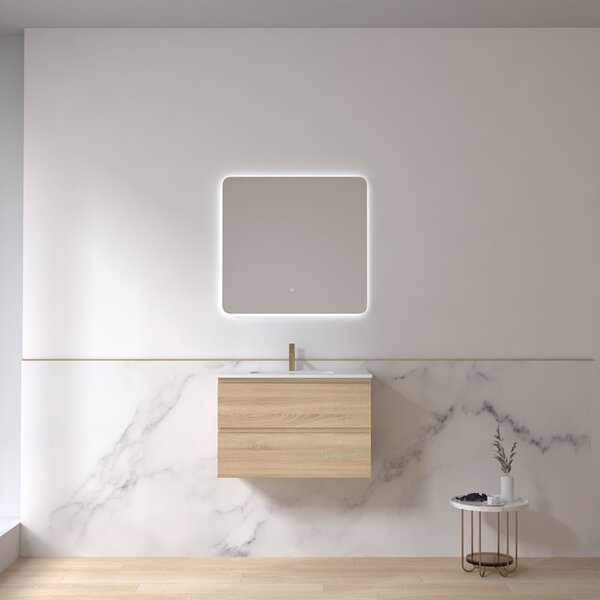 Kamalu mobile bagno 80 cm lavabo integrato legno chiaro | kam-hr80