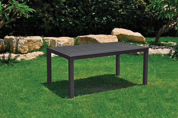 Tavolo da Giardino Keter Melody 160,5x94,5x74,5 cm Effetto Rattan e Legno Grafite