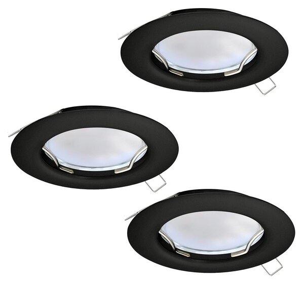 Faretto Ad Incasso Moderno Peneto In Acciaio Nero 3 Luci Gu10 2,8W
