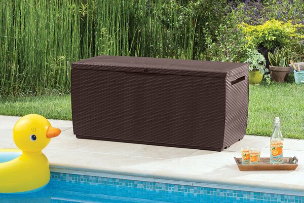 Baule da Esterno Keter Capri 123x53,5x57 cm in Resina Effetto Rattan Marrone