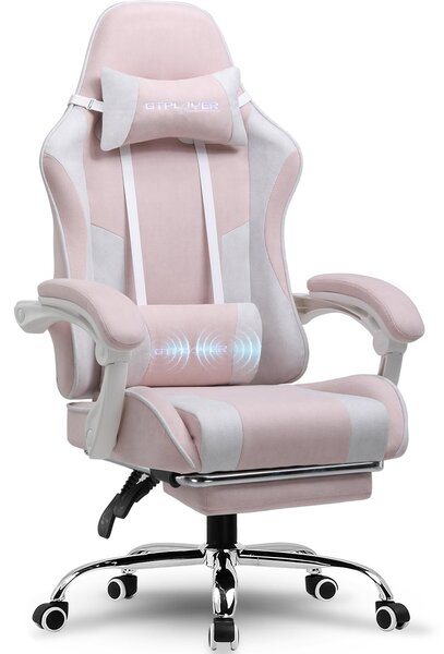 Sedia da gaming GTPLAYER, sedia da ufficio, sedia ergonomica per computer, sedia da gaming con supporto lombare massaggiante, poggiapiedi e poggiatesta
