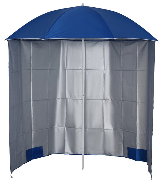 Ombrellone da Spiaggia con Tenda Integrata Ø220x220 cm in Metallo e Poliestere Blu
