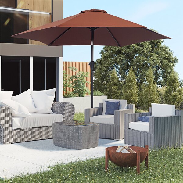 Ombrellone da Giardino Inclinabile Ø260x235 cm in Metallo e Poliestere Nero e Caffè