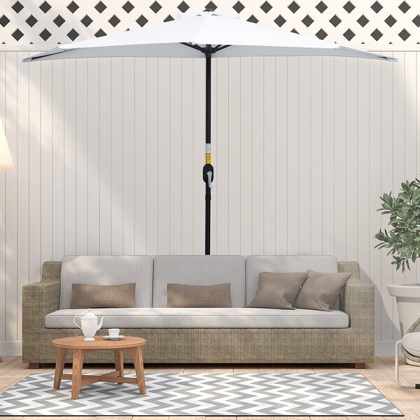 Ombrellone da Giardino a Mezzaluna 260x135x230H cm Bianco