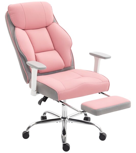HOMCOM Sedia da Ufficio Ergonomica Rinforzata con Braccioli Regolabili, Poggiapiedi e Poggiatesta, Rosa | Aosom Italy