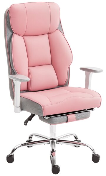 HOMCOM Sedia da Ufficio Ergonomica Rinforzata con Braccioli Regolabili, Poggiapiedi e Poggiatesta, Rosa | Aosom Italy