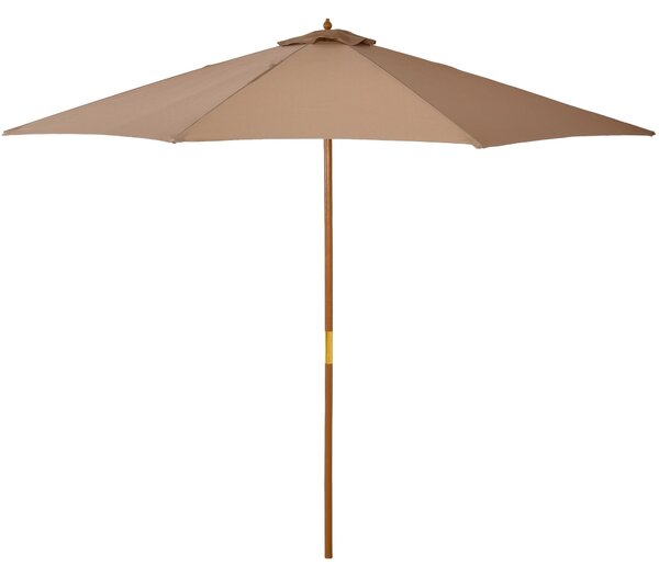 Ombrellone da Giardino Ø300x250H cm Palo in Legno e 8 Stecche Cachi